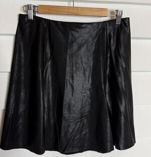 SPANX Faux Leather Skater Skirt Flare Mini Black Size Medium
